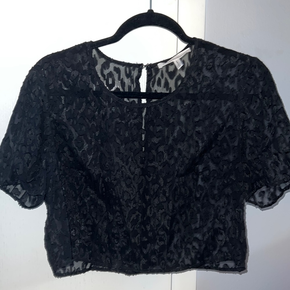 BCBGeneration sheer black leopard print top